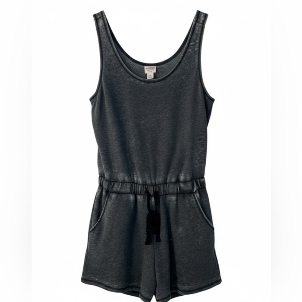 Mossimo Supply Co Gray Knit Romper Sleeveless Drawstring Waist Casual Size L